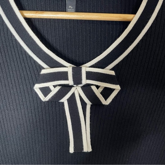 Talbots V-Neck Bow Front Ribbed Top Medium Petite - Picture 4 of 9